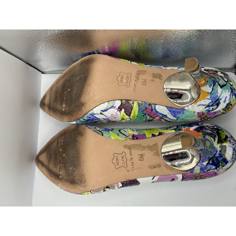Donald J Pliner 8M Floral Snake Print Leather Pumps Pointed Toe Made In Spain - Picture 6 of 7